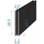 05354897 Pryžový profil tvaru "U", 28x5/2mm, 70°Sh, EPDM, -40°C/+100°C, černý | Zboží Auto
