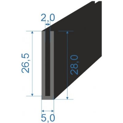 05354897 Pryžový profil tvaru "U", 28x5/2mm, 70°Sh, EPDM, -40°C/+100°C, černý | Zboží Auto