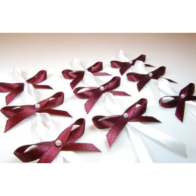 Svatební vývazky s perličkou a atlasovou stužkou (1 ks) – Zboží Dáma