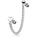 Šperky4U Cartilage piercing do ucha s řetízkem srdce CP1065-HT – Hledejceny.cz