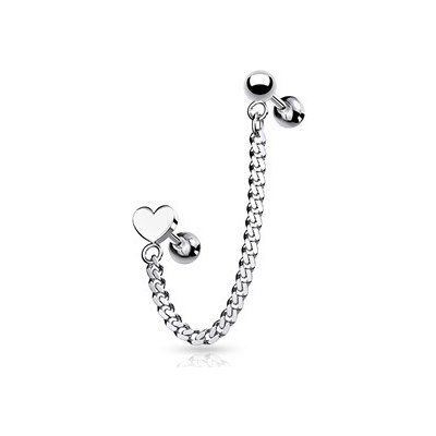 Šperky4U Cartilage piercing do ucha s řetízkem srdce CP1065-HT – Hledejceny.cz