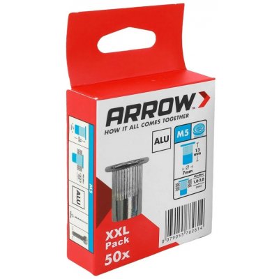 Arrow Nýtovací matice RN M5 hliník, pr. 7 x 13 mm, 50 ks – Hledejceny.cz