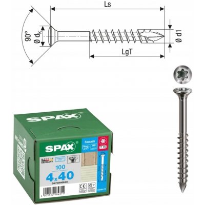 Šrouby do dřeva Spax 4 x 40 mm, 100 ks – Hledejceny.cz