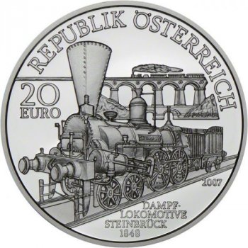 Münze Österreich Rakouská jižní železnice Vídeň Terst 20 g