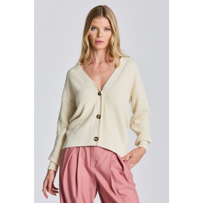 Gant svetr D1. COTTON RIB CARDIGAN hnědá – Zboží Mobilmania