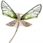 Stoklasa brož s broušenými kamínky vážka, motýl 3 zelená sv. vážka – Zbozi.Blesk.cz