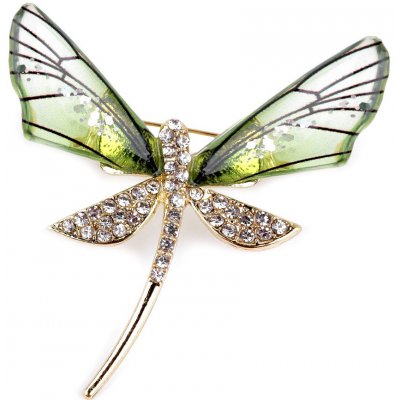 Stoklasa brož s broušenými kamínky vážka, motýl 3 zelená sv. vážka – Zbozi.Blesk.cz