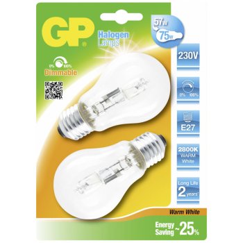 Gpbattery 1x2 GP Lighting Classic Halogen 53W 230V E-27 A55 warm 840lm