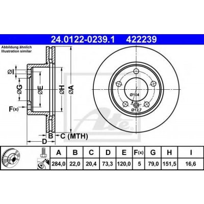 ATE Brzdový kotouč - 284 mm AT 422239 | Zboží Auto