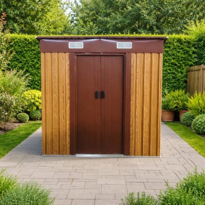 BestBerg BBSH-406W 2,25 m² 121 x 194 x 192 cm dekor dřeva/hnědá – Sleviste.cz