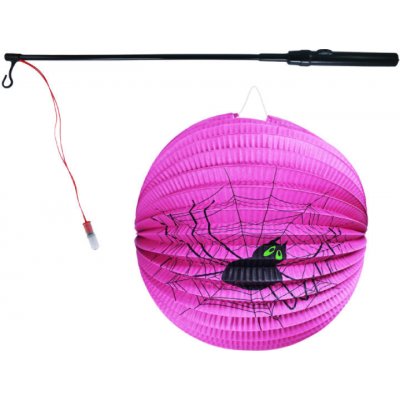 Lampion pavouk Halloween 25 cm se svítící hůlkou 39 cm na baterie – Zboží Mobilmania