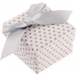 Šperky eshop Dárková krabička na prsten nebo náušnice, bílý povrch, šedé puntíky a mašle Y33.9 – Zboží Dáma