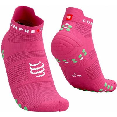 Compressport Pro Racing Socks v4.0 Run Low Hot Pink/Summer Green – Zboží Mobilmania