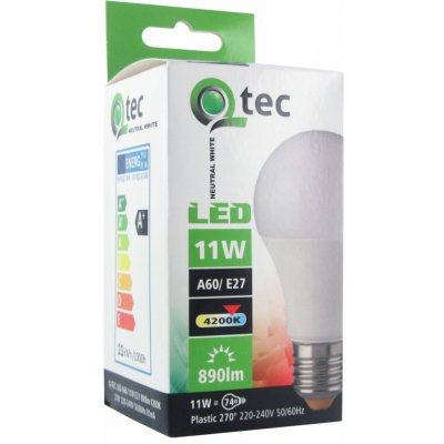 Qtec LED žárovka 11W A60 E27 studená bílá – Zboží Živě