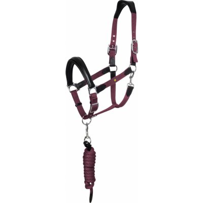 EQUESTRO Set ohlávky a vodítka Lani New černá /burgundy – Zboží Dáma