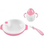 NUVITA Set termotalířku s silikonovou lžičkou a hrnečkem Pastel pink – Zboží Mobilmania