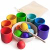 Montessori Ulanik dřevěná hračka "Rainbow: balls in cups. Big."