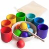 Montessori smyslová pomůcka Montessori Ulanik dřevěná hračka "Rainbow: balls in cups. Big."