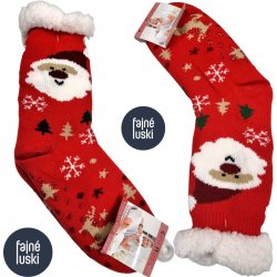 Teplé ponožky s kožíškem Vánoční