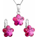 Pavona sada s krystaly Swarovski náušnice a přívěšek růžová kytička 39143.3 fuchsia – Zboží Dáma