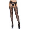 Dámské erotické punčochy Leg Avenue Suspender Hose with Opaque Top 1953 Black