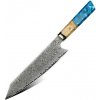 Kuchyňský nůž UG Grill Nůž Kiritsuke 20,5 33 cm Damašková ocel 67 dřevo & modrá pryskyřice