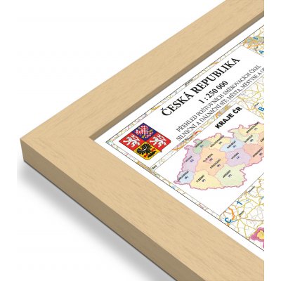 Excart Maps ČR - nástěnná mapa PSČ 135 x 90 cm Varianta: mapa v dřevěném rámu, Provedení: Pegi přírodní – Zboží Dáma