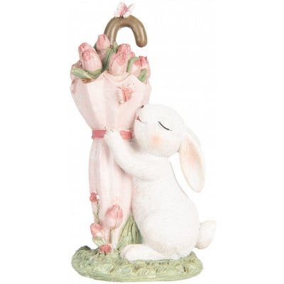 Dekorace králíček s růžovým deštníkem plným tulipánů 9*7*15 cm – Hledejceny.cz