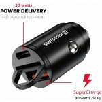 Nano autonabíječka USB-C a USB, 30W, SWISSTEN, černá