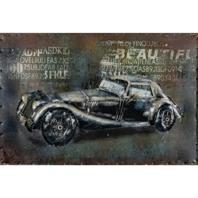 FALC Kovový obraz 3D Auto černé 40 x 60 cm – Zboží Mobilmania