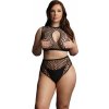 Dámská erotická souprava Le Désir Duo Net Key-Hole Bra Set Plus Size, síťovaná podprsenka a kalhotky