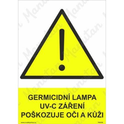 Germicidní lampa UV-C záření poškozuje oči a kůži, plast 297 x 420 x 0,5 mm A3 – Hledejceny.cz