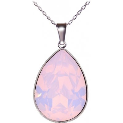 Swarovski Elements Pear rhodiovaný (přívěsek + řetízek) růžová slzička, kapka 54016.3 Rose water opal růžová – Zboží Mobilmania