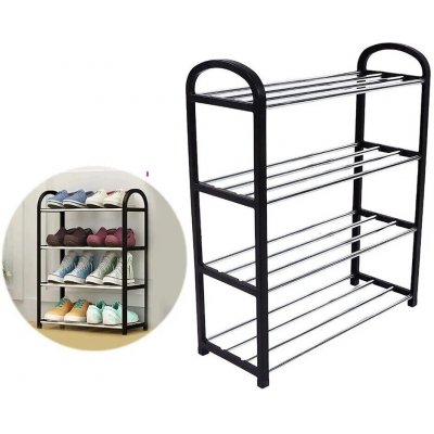 HomeLife BW4 Botník 4 police 46 x 63 x 19 cm černý – Zboží Dáma