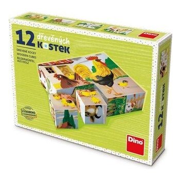 Topa Kostky kubus Domácí zvířátka 12 ks v krabičce 16,5 x 12 x 4 cm