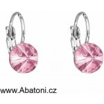 Swarovski Elements Rivoli vlepený krystal Dětské Ocelové náušnice visací růžové kulaté 51031.3 Light Rose růžová světlá – Zboží Dáma