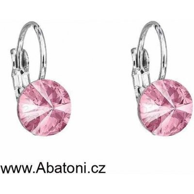 Swarovski Elements Rivoli vlepený krystal Dětské Ocelové náušnice visací růžové kulaté 51031.3 Light Rose růžová světlá – Zboží Dáma