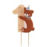 PartyDeco Svíčka č. 1 "Teddy Bear" 7 cm – Zbozi.Blesk.cz