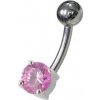 Piercing Šperky4U stříbrný piercing do pupíku kulatý zirkon BP01146-P