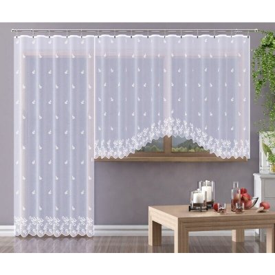Hotová záclona nebo balkonový komplet, Sabi, bílá 380 x 160 cm – Sleviste.cz