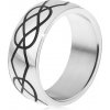 Prsteny Šperky eshop prsten z oceli 316L černé kosočtvercové a slzičkové zářezy BB18.07