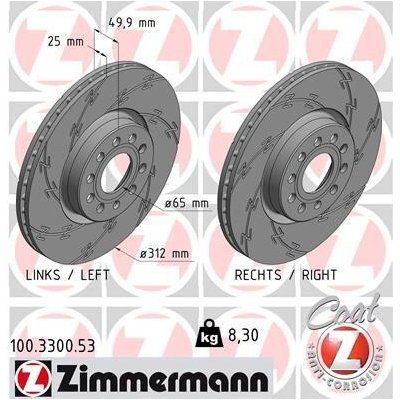 ZIMMERMANN Brzdový kotouč BLACK Z - 312 mm ZIM 100.3300.53 | Zboží Auto