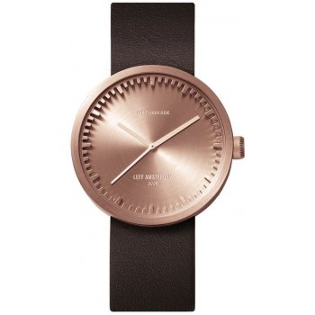 LEFF TUBE WATCH D38 / ROSE GOLD WITH BROWN LEATHER STRAP