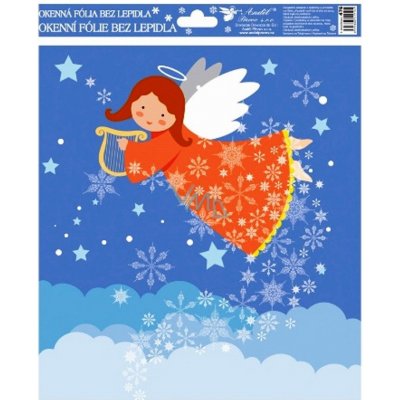Anděl Přerov Okenní fólie bez lepidla veselí andílci barevní 4. Oranžový andílek 29,5 x 24 cm – Hledejceny.cz