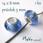 Korálek skleněný s šir.průvlekem 1kus, modrý – Sleviste.cz