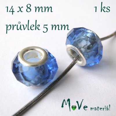 Korálek skleněný s šir.průvlekem 1kus, modrý – Sleviste.cz