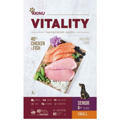 Akinu Vitality dog senior small chicken & fish 3 kg