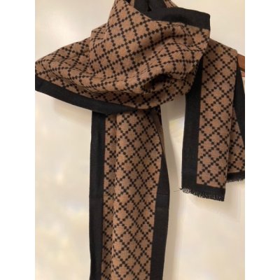 Šála z česaného hedvábí černo hnědá – Zboží Dáma