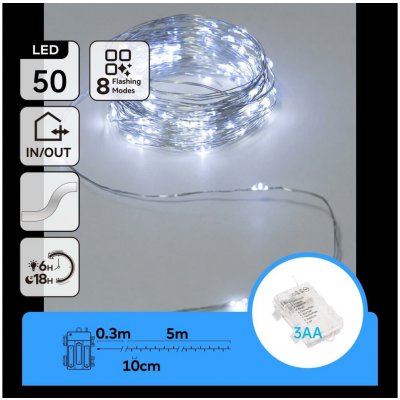 Aigostar B.V. Aigostar - LED řetěz 50xLED/3xAA 5,3m studená bílá B10303K1C – Hledejceny.cz