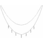 Agato Dvojitý stříbrný náhrdelník se zirkony AGT-N007W – Zboží Dáma